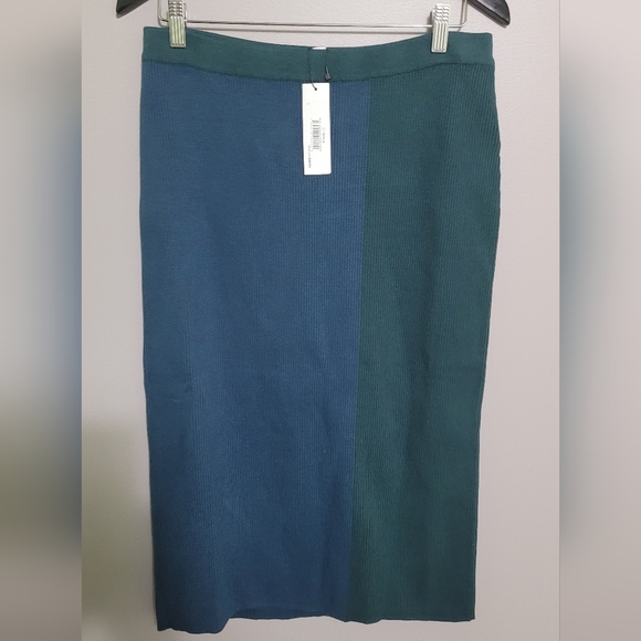The Drop Knit Midi Skirt NWT L Sweater Color Block Fitted - Picture 5 of 8